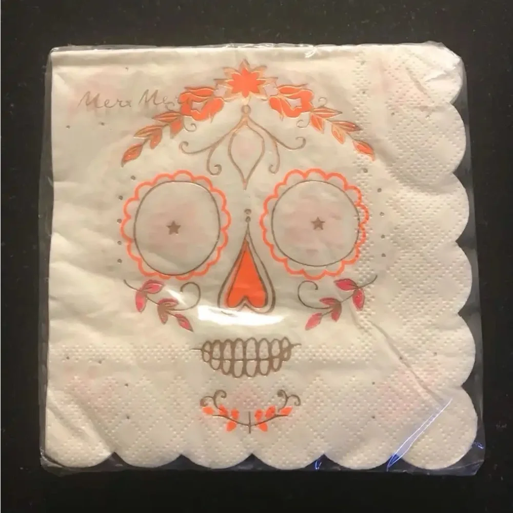 NEW Meri Meri Sugar Skulls Dia De Los Muertos Halloween Plates And Napkins